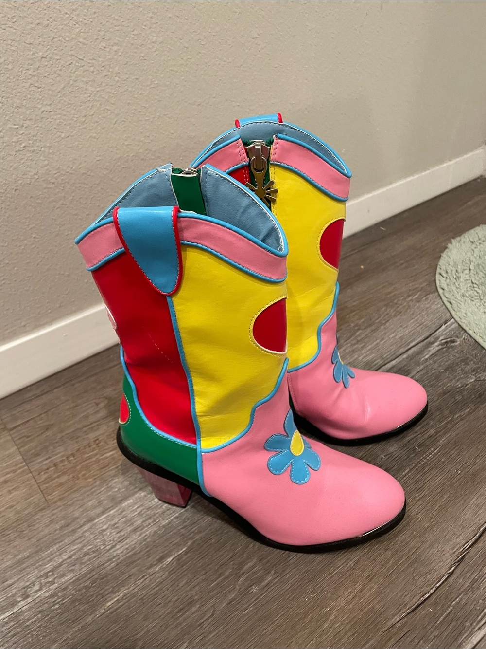 DOLLSKILL Colorblock Flower Cowgirl Boots - Pink Yellow Blue Green - Picture 3 of 10